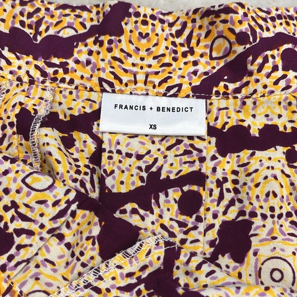 Francis + Benedict Purple Yellow Geometric Pleated A-Line Skirt w/ Pockets XS - Picture 6 of 11